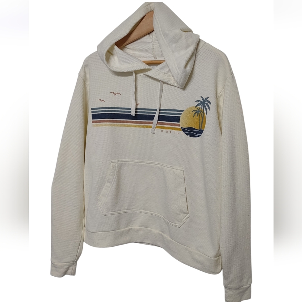 Retro O'neill Hoodie Cotton Blend Pull Over Hoodie Size Medium - Picture 3 of 8